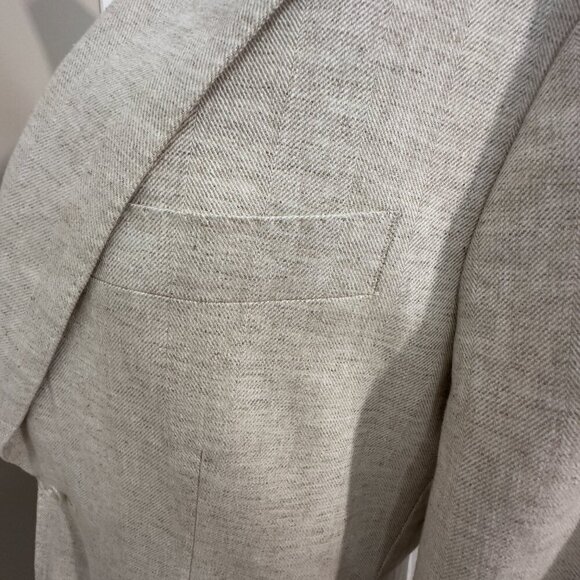 (BR) Men's Sport Coat Blazer  Linen Blend Blazer 38C Beige (S ) FITS Lady(L) - Picture 12 of 16